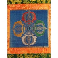 Tanka brodé double vajra fond bleu