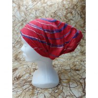 Bandeau cheveux rouge spirale brodée