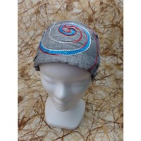 Bandeau cheveux gris spirale brodée