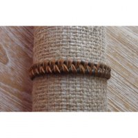 Bracelet cuir baik bicolore natté