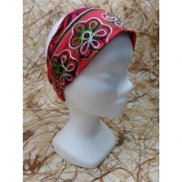 Bandeau/fichu floral rouge