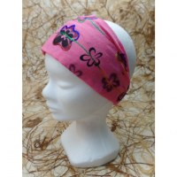 Bandeau/fichu rose semis de fleurs