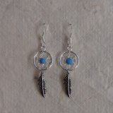 Boucles d'oreilles attrapes rêves 12 perle bleue