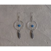 Boucles d'oreilles attrapes rêves 17 perle bleue