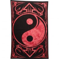 Tenture yin yang noir/rouge