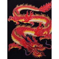 Tenture/paréo dragon flammes 1