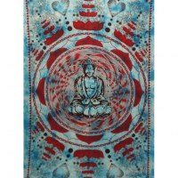 Tenture bleu/bordeaux Bouddha lotus