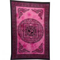 Tenture mandala Aum rose