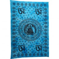 Tenture bleue Bouddha Aum