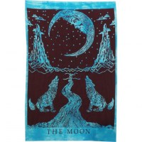 Petite tenture noire/bleue la lune et les loups