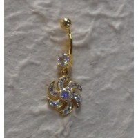 Piercing nombril virevent plaqué or & strass 