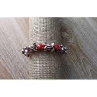 Bracelet peace & love perles rouges