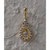 Piercing nombril couronne plaqué or & strass