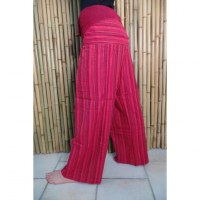 Pantalon Thaï rouge à rayures