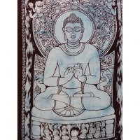 Mini tenture bleue Bouddha dharmacakra-mudrā
